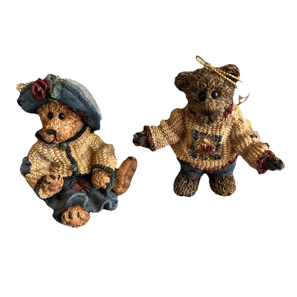 Boyds Bears Bearstone Collection Bailey & Matthew LE Ornaments Vintage  1996 New